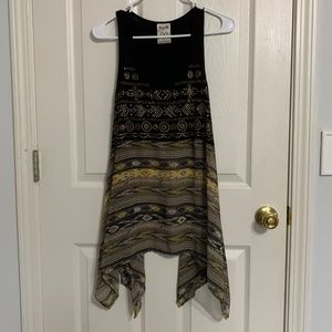 Black southwest style tank with studs, rhinestones, and sheer bottom